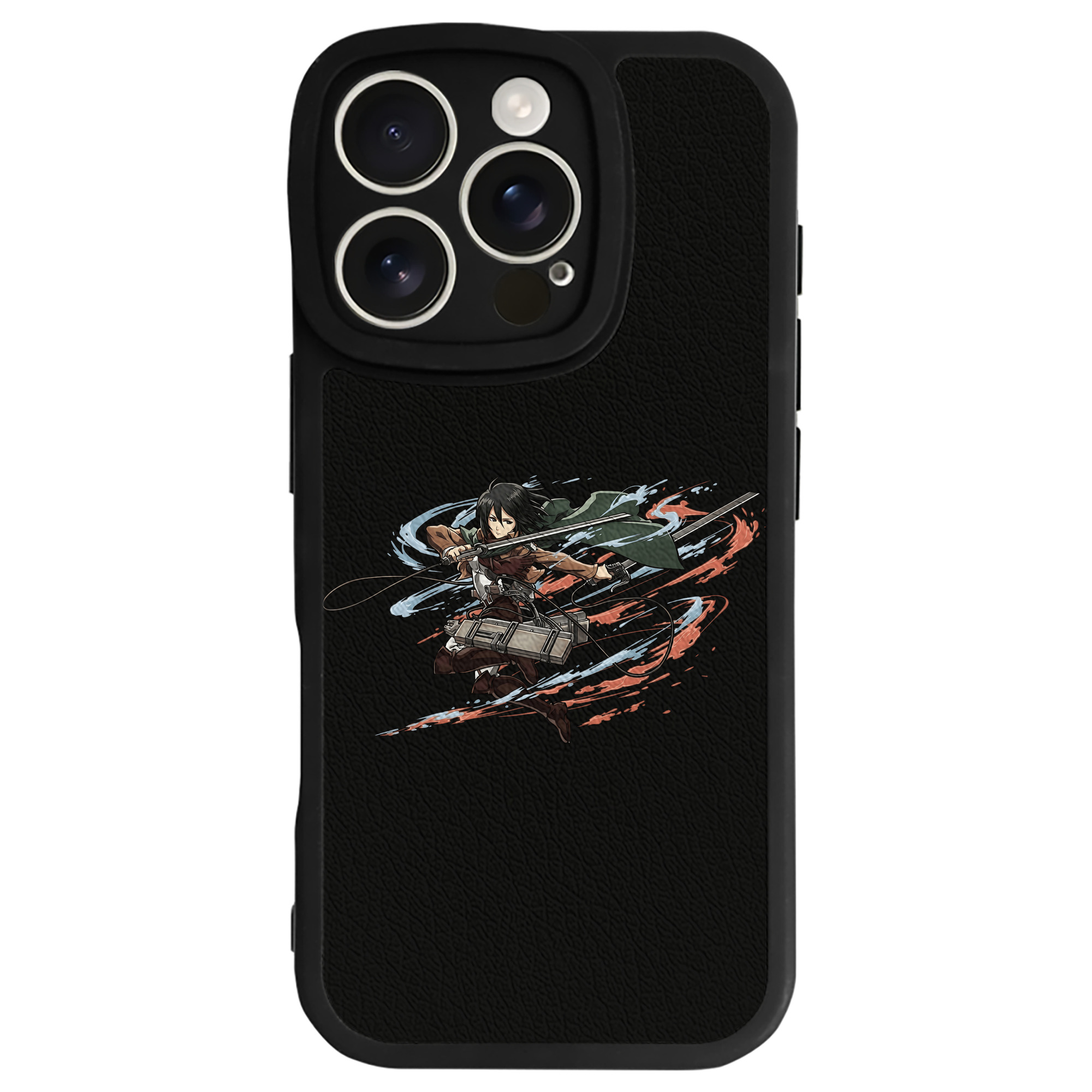 （画像用） 進撃の巨人 ミカサ·アッカーマン Attack on Titan Mikasa Ackerman 【iPhone 16シリーズ対応】シリコンスマホケース（レザー調） 材質：シリコン